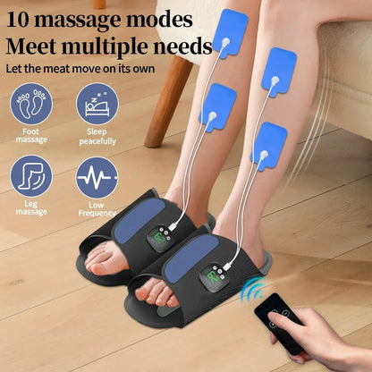 Remote-Controlled Foot Massaging Slippers – 10 Modes, 29 Intensities, 4 Pads, USB-C Rechargeable