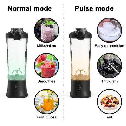 Rechargeable Portable Blender with 6 Blades – 600ML Ice-Crushing