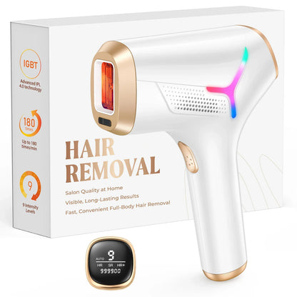 At-Home Hair Removal Device with 999,999 Flashes, 9 Energy Levels, Auto & Manual Modes