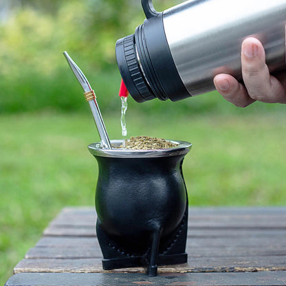 Porcelain Yerba Mate Gourd with Bombilla Straw and Cleaning Brush