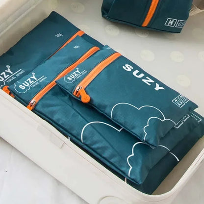 7-Piece Water-Resistant Travel Organizer Set – Space-Saving Design
