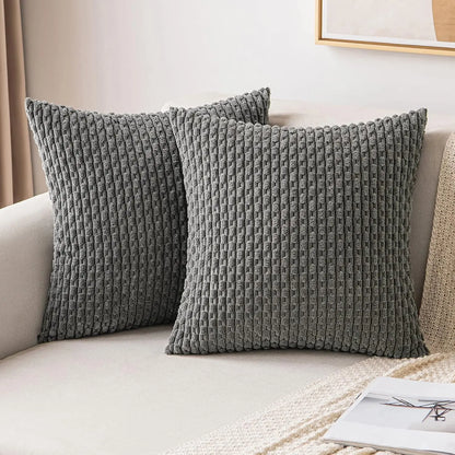 Boho Striped Corduroy Cushion Cover – Decorative Pillowcase for Sofa or Bed