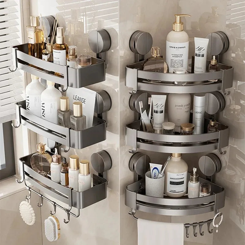 Suction Cup Bath Shelf for Drilling-Free Installation – AquaGrip Style