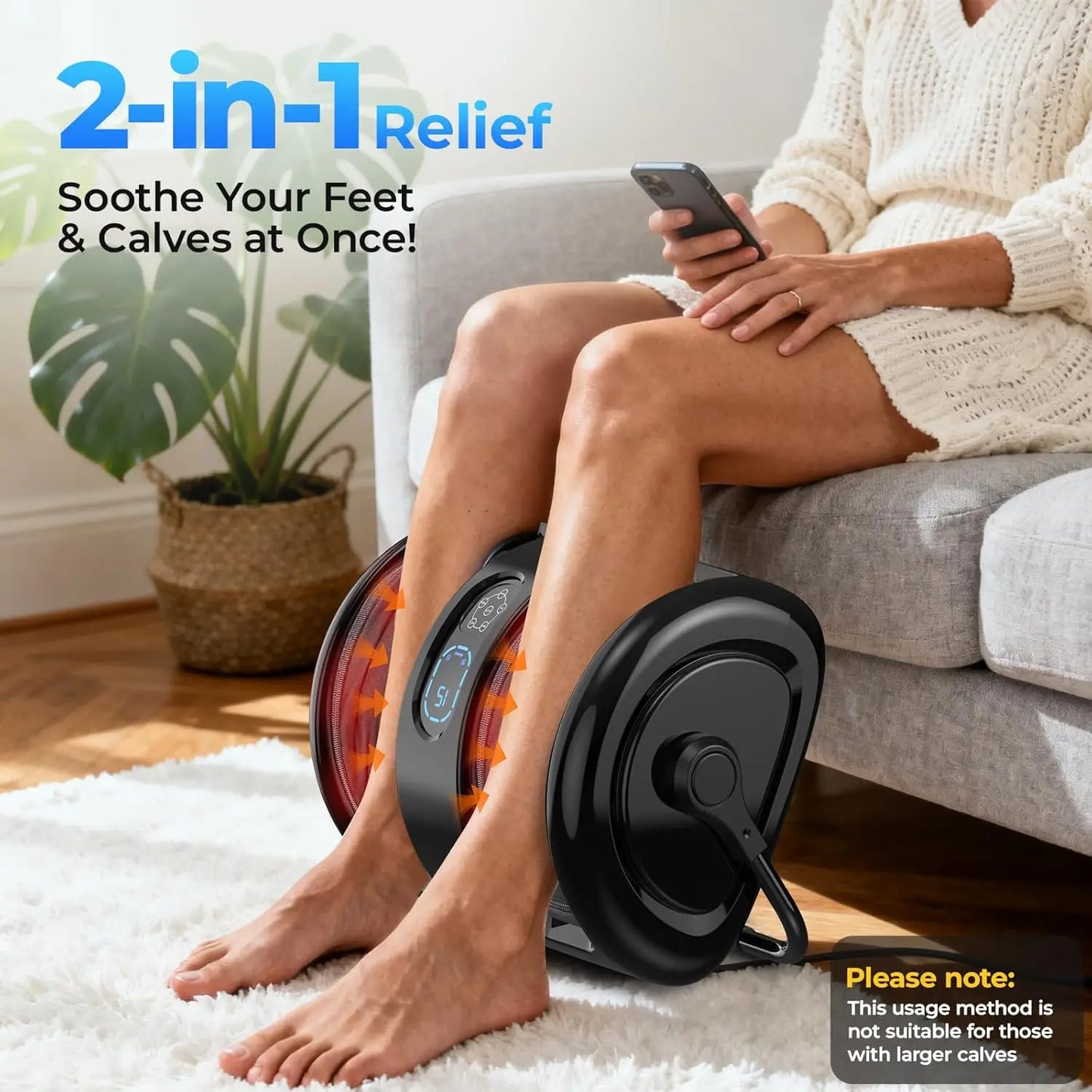 Shiatsu Leg and Foot Massager with Heat – Kneading, Vibration, and Washable Covers