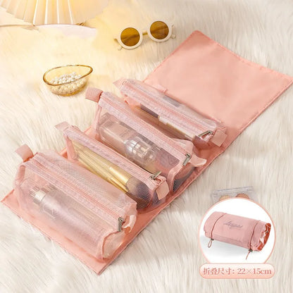 4-in-1 Removable Cosmetic Organizer Bag | Spacious & Portable | Foldable Travel Beauty Case
