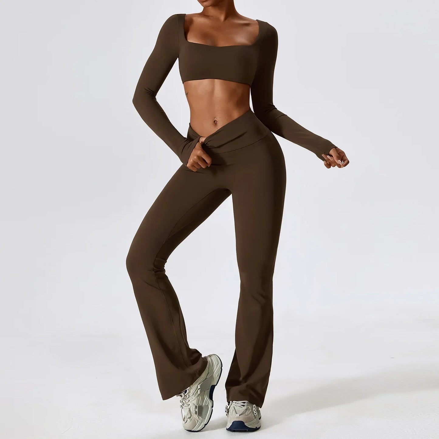 2-Piece Women's Workout Outfit - Breathable Leggings and Sports Bra Set