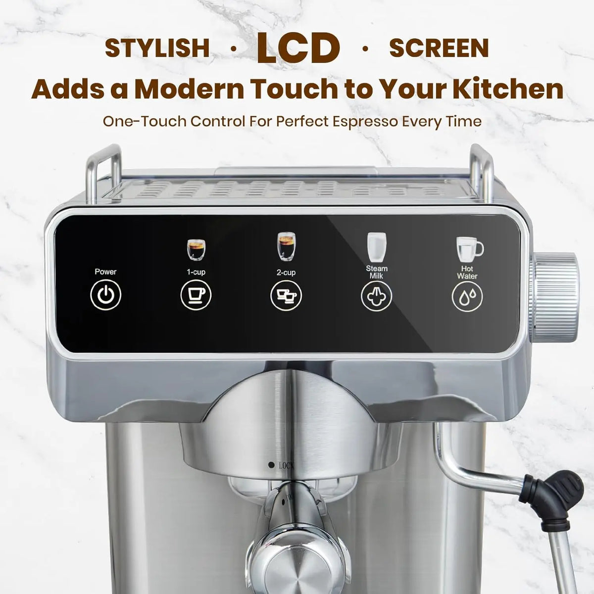 Touch Screen Espresso Maker with 20 Bars – Quick 13s Heating, Milk Frother, Stainless Steel