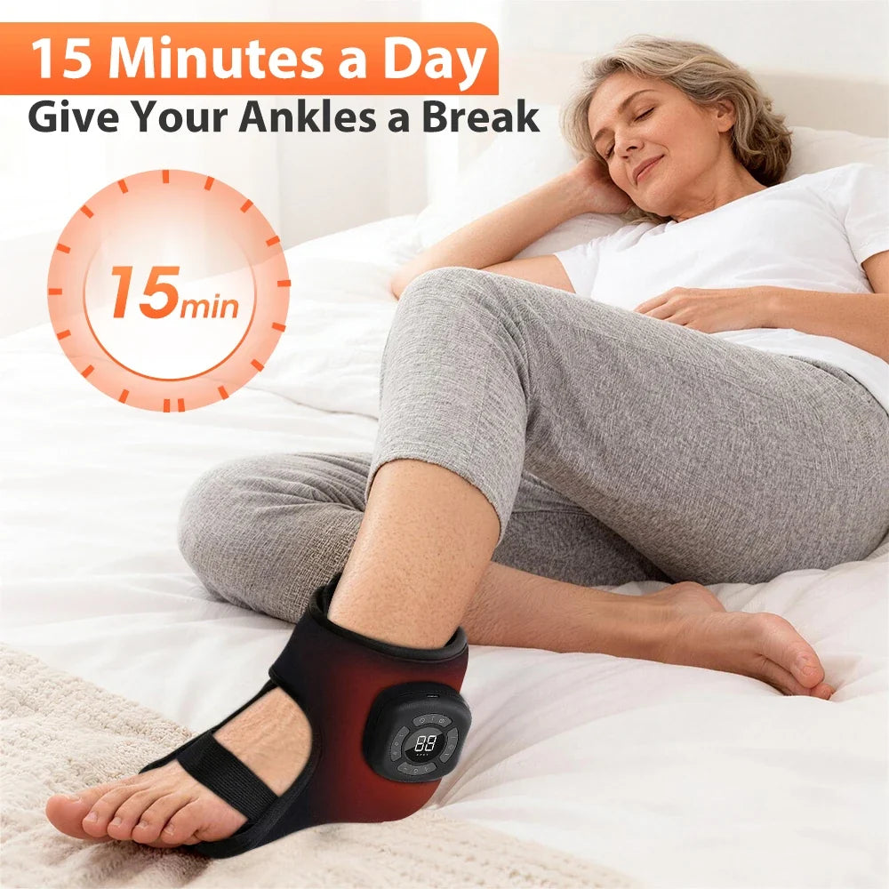 Rechargeable Foot and Ankle Wrap – Air Compression Massager with Heat, 3 Modes, 5 Intensities & Vibration Option
