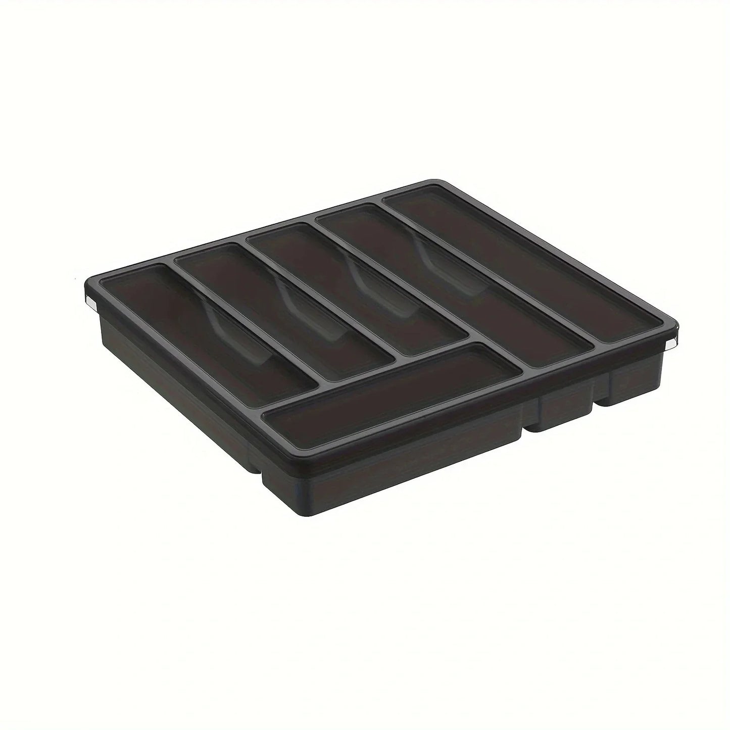 Cutlery Organizer with Lid | 6 Compartments | PP Plastic | 32x30x5.4 cm