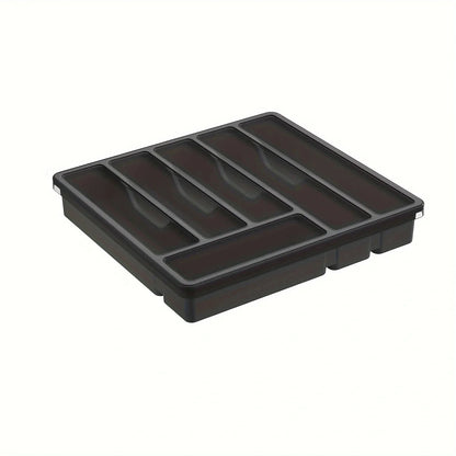 Cutlery Organizer with Lid | 6 Compartments | PP Plastic | 32x30x5.4 cm