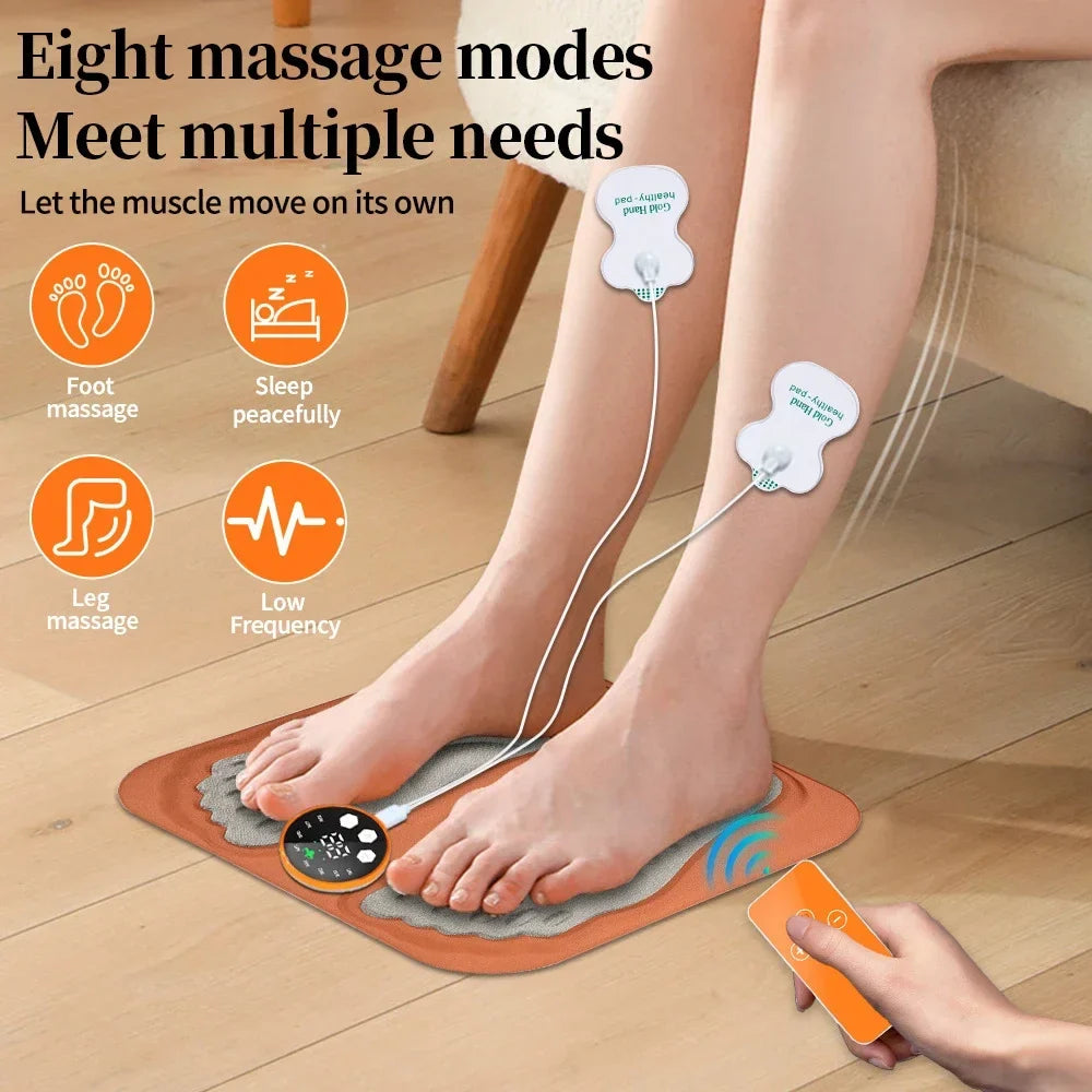 Rechargeable Foot Massage Mat with Remote Control - 8 Modes, 29 Intensities & Electrode Pads