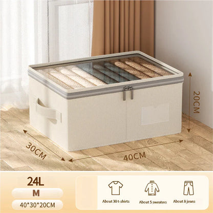 Collapsible Wardrobe Organizer with Lid | Large Storage Box for Clothes