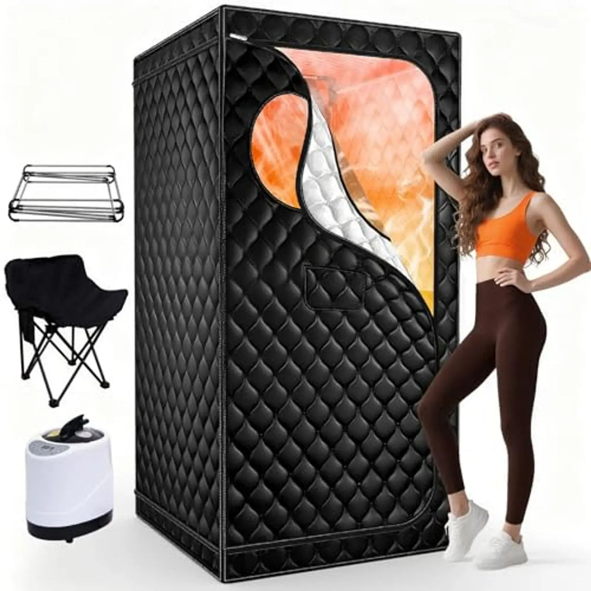 Full Size Home Steam Sauna Tent with 1300W Generator, Chair & Timer
