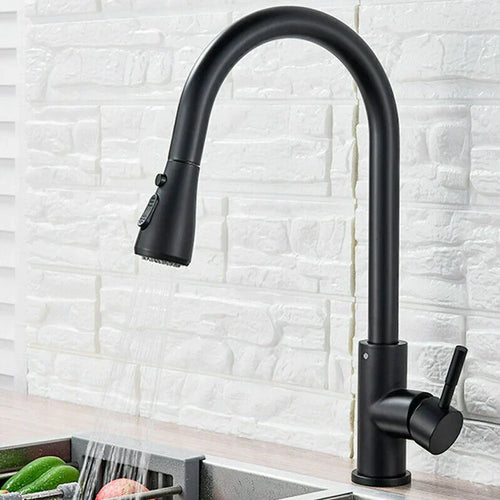 Pull-Out Faucet with Single Lever Mixer – Flexible Shower Function, Stainless Steel, Ideal for Modern Kitchens, Easy Installation