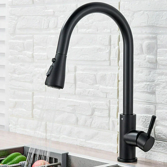 Pull-Out Faucet with Single Lever Mixer – Flexible Shower Function, Stainless Steel, Ideal for Modern Kitchens, Easy Installation
