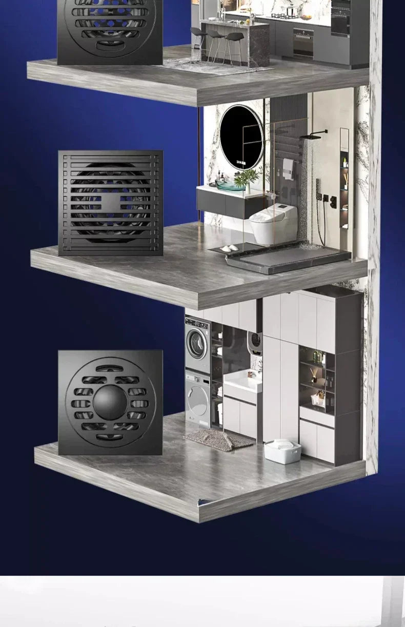 Square Stainless Steel Floor Drain - AquaShield Design