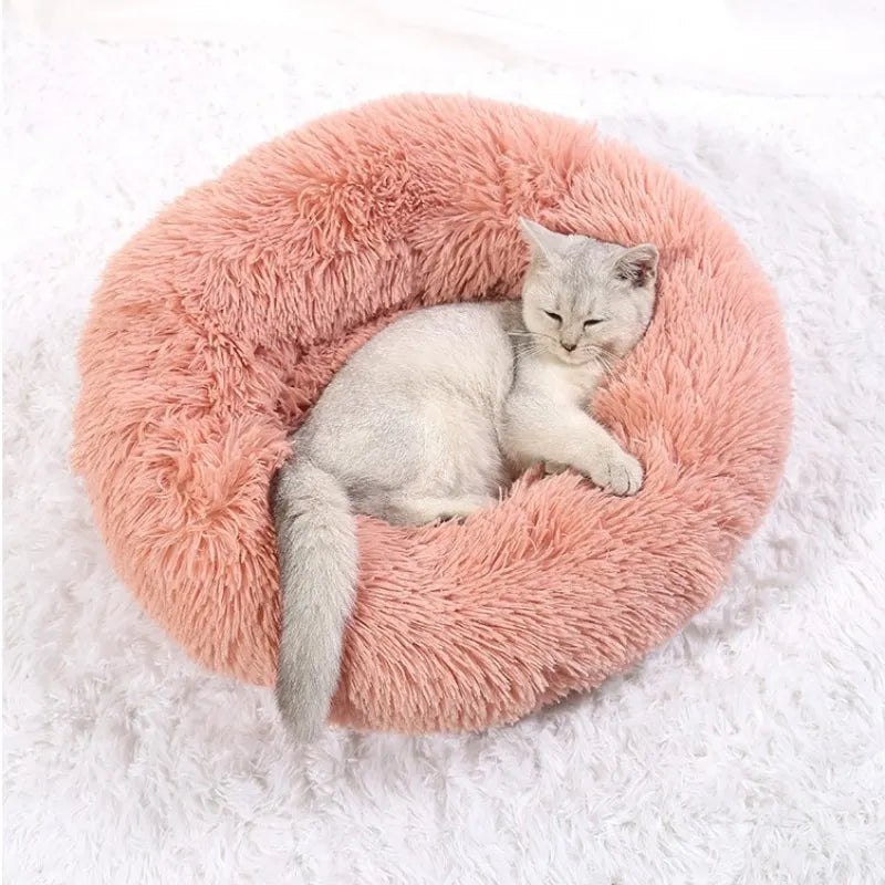 Plush Round Pet Bed – Washable, Non-Slip Design for Comfort