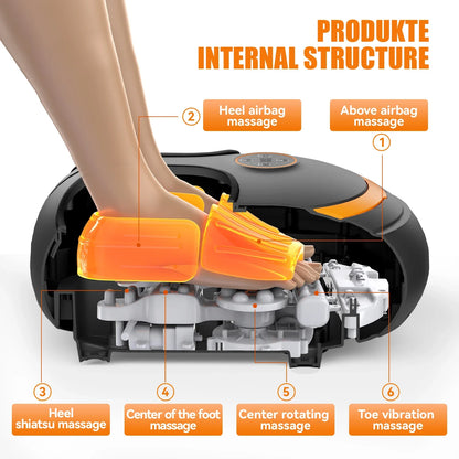 Foot Massager with Heat and Air Compression – 4 Settings, 5 Levels, Vibration, LCD Screen & Remote Control