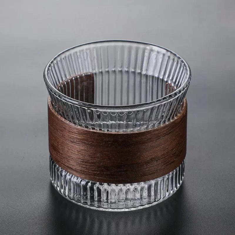 Wooden Accent Tumbler Glass for Elegant Drinking Experience