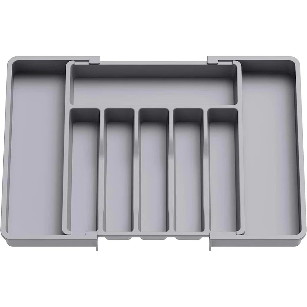 Plastic Storage Tray with 8 Compartments for Kitchen Drawer Organization
