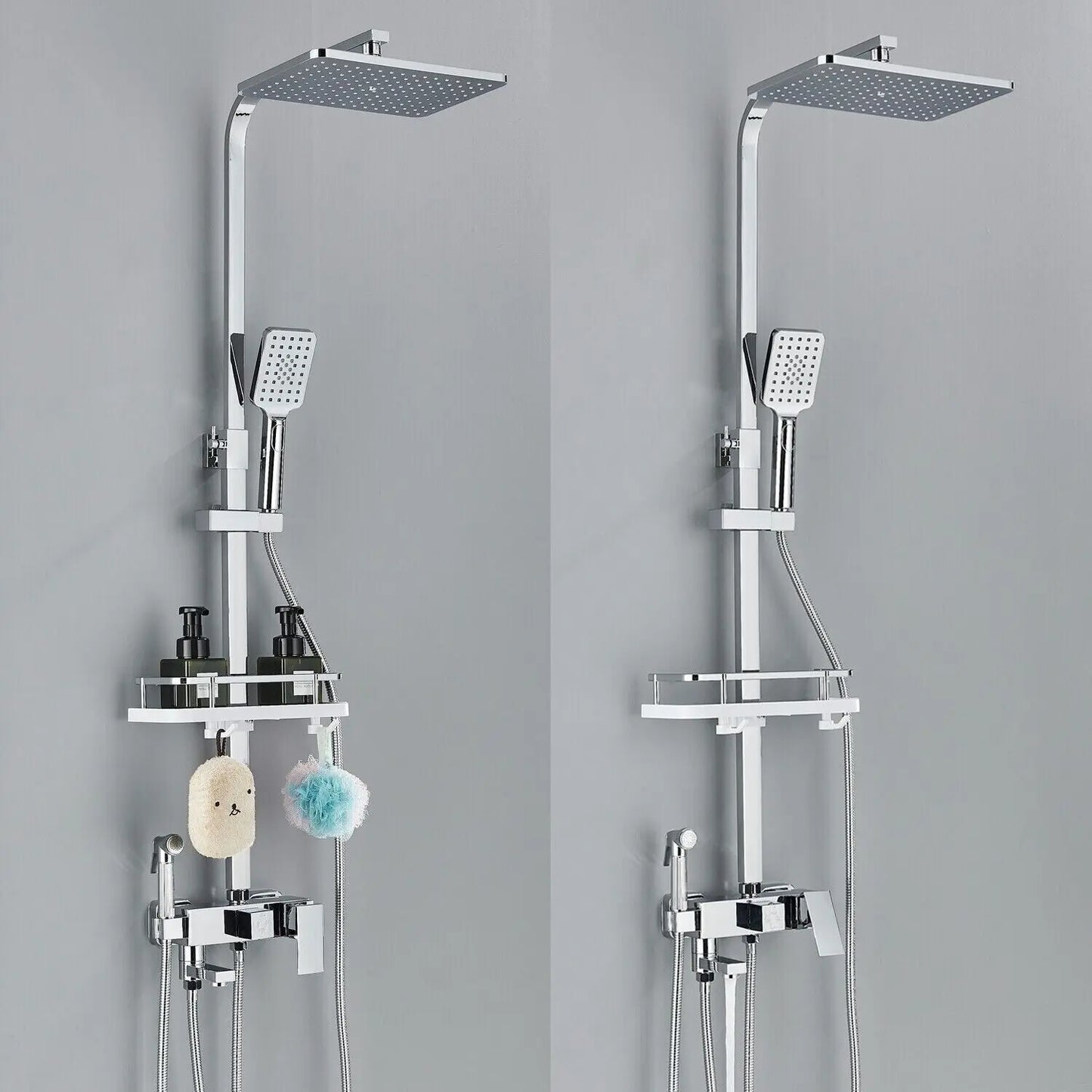 Adjustable Brass Shower System with 4 Functions – RainFlow Luxe Rain Shower Set