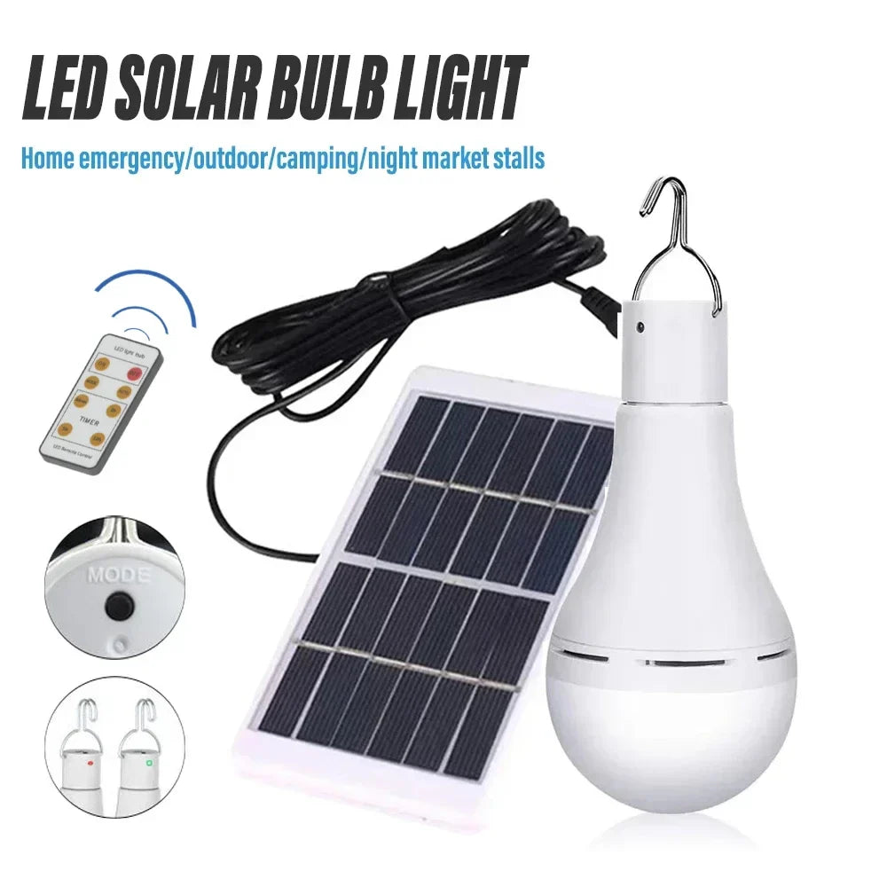 Solar LED Light with USB and Battery for Garden, Tent, and Emergency