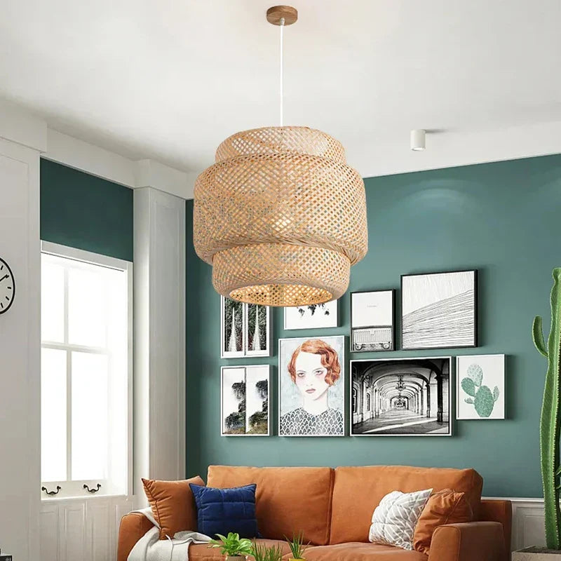 Handcrafted Bamboo Pendant Light - 30cm Modern Design for Rustic Style