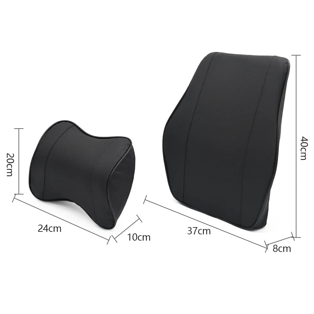 Adjustable Headrest Car Seat Cushion in Leather