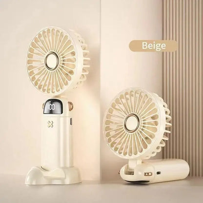 Compact USB Desk Fan with Phone Holder | Mini Handheld Fan | 5 Speed Settings | Quiet Operation