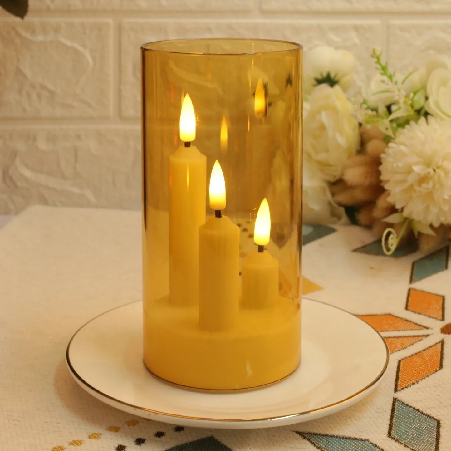3-in-1 Flameless LED Cone Candle with 15 cm Lampshade – Battery Operated & Flickering Effect for Christmas, Weddings & Decoration