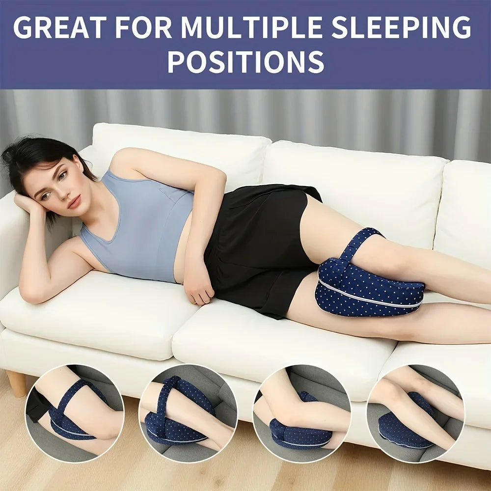 Ergonomic Knee Pillow for Side Sleepers – Memory Foam Leg Spacer with Washable Cover and Elastic Strap