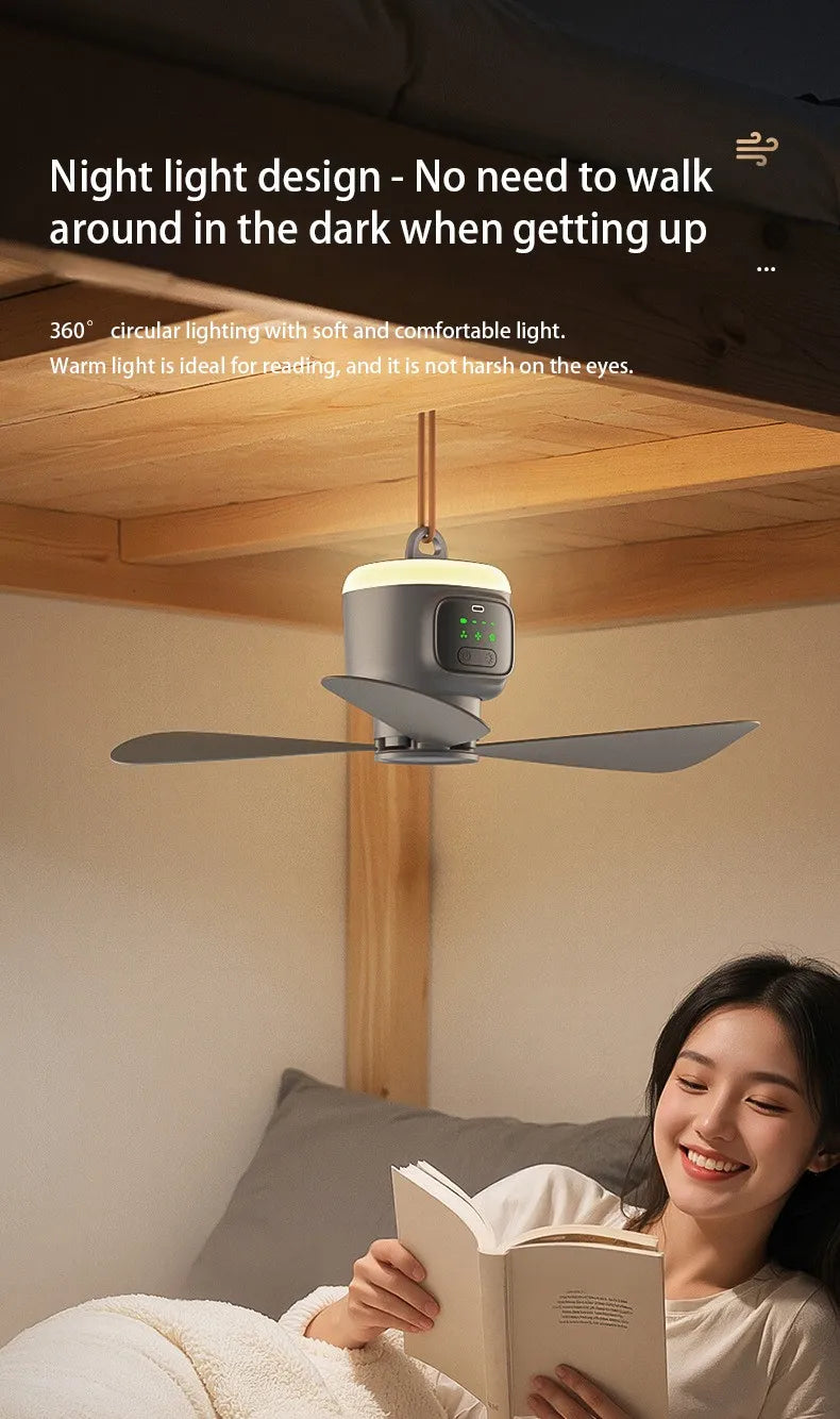 12000mAh Outdoor Camping Fan – Portable Ceiling Air Circulator and Cooler