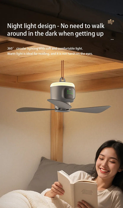 12000mAh Outdoor Camping Fan – Portable Ceiling Air Circulator and Cooler