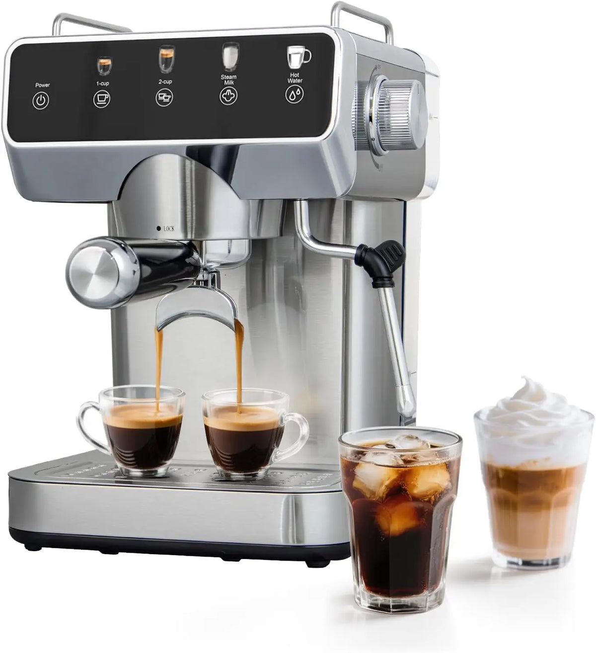 Touch Screen Espresso Maker with 20 Bars – Quick 13s Heating, Milk Frother, Stainless Steel
