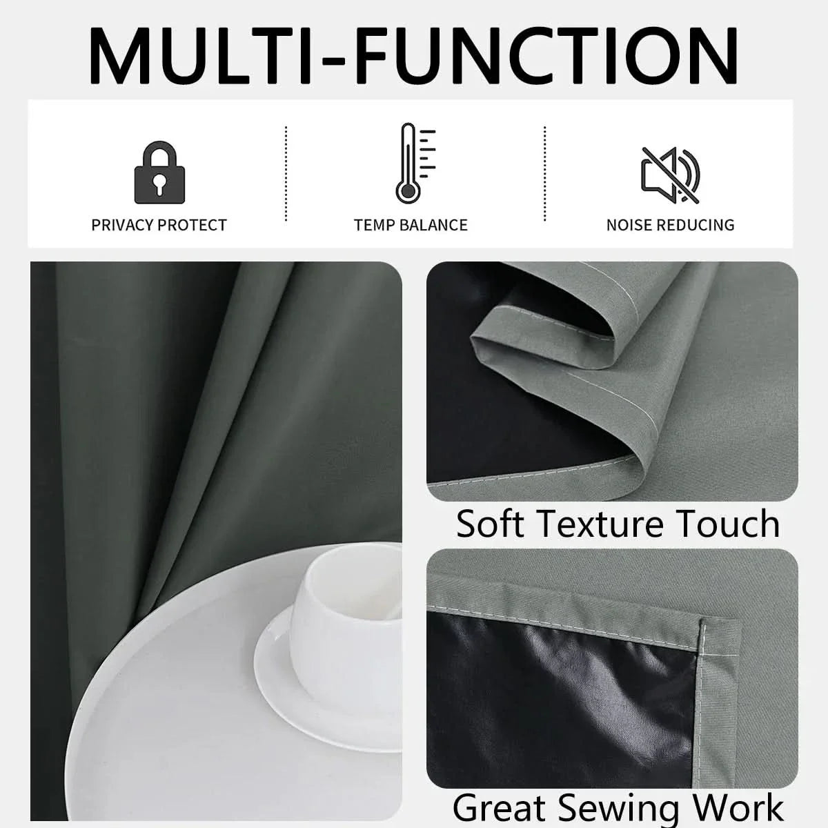 Thermal Lined 100% Blackout Curtains for Privacy and Comfort - Modern Design