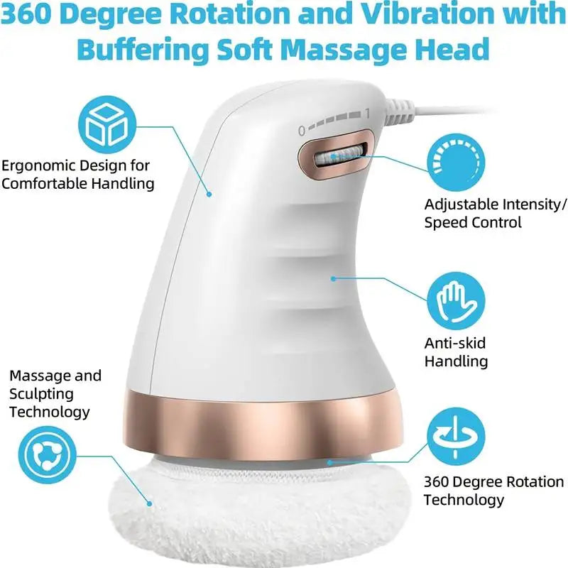 Portable Body Massage Device with 360° Vibration | Speed Adjustable & 3 Reusable Pads
