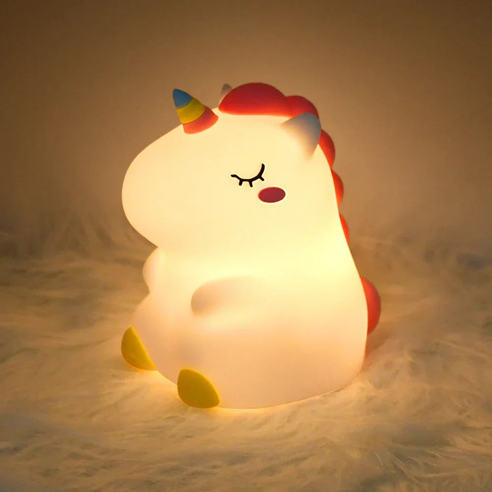 LED Unicorn Night Light | Soft Silicone, Rechargeable via USB | Touch Control & Dual Brightness | Perfect for Kids' Rooms & Gift Option