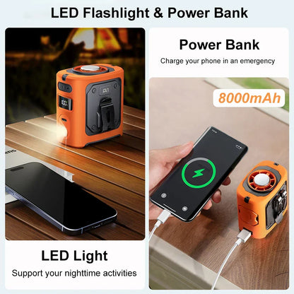 Portable Hip Fan with 8000mAh Power Bank and LED Light – Cooling Device