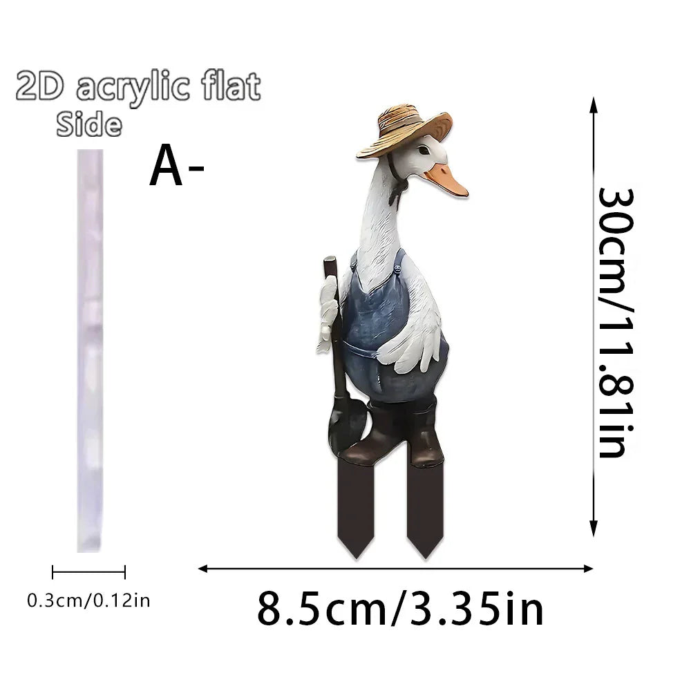 Garden Stake Duck | Playful Animal Figurine | Acrylic | For Lawn and Outdoor Decor