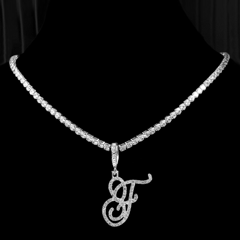 Elegant Initial Pendant Necklace in Silver