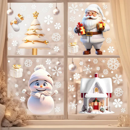 137-Piece Christmas Snowflake Window Sticker Set – Reusable PVC Decor for Winter and Holiday Glass Surfaces