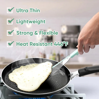 Silicone-Edged Slotted Turner - Heat-Resistant Stainless Steel Fish Spatula