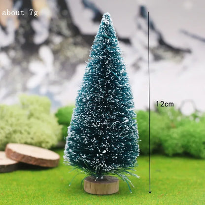 Mini Christmas Tree on Sisal Base - Decorated Cedar and Pine with Beads and Star - Table Decoration & Figurine 4.5–13 cm