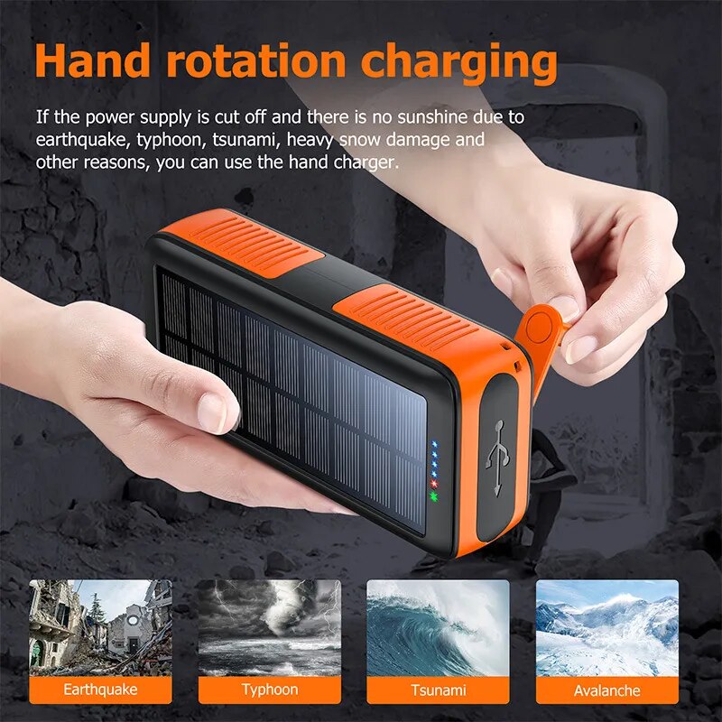 Reliable 61200mAh Solar Power Bank with Hand Crank Feature