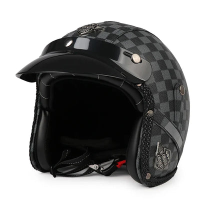Retro Open Face Motorcycle Helmet - Kael - 3/4 Size