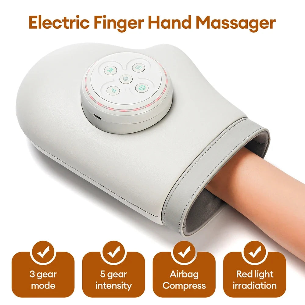 Electric Hand Massager with Heat – Air Compression for Fingers and Wrists