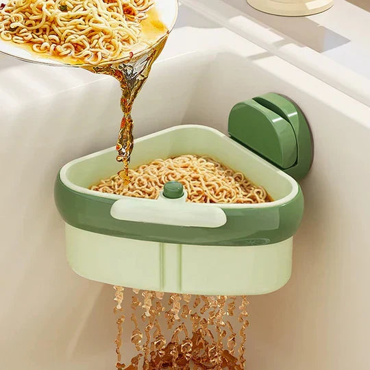 Corner Drain Basket for Kitchen Sink | Quick Release & Suction Cup