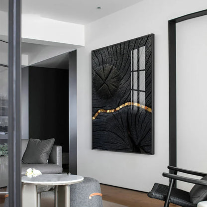 Sophisticated Black and Gold Tree Ring Canvas Art for Home