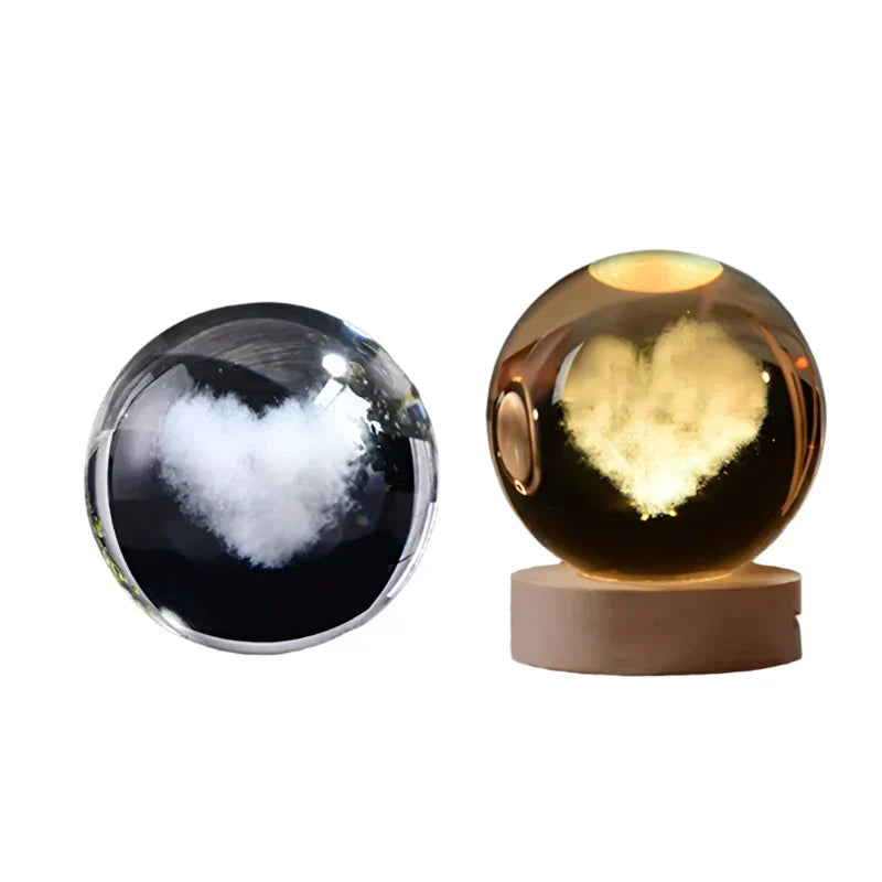 LED Starry Sky Projector with Wooden Base - 3D Crystal Night Light for Bedroom and Gifts