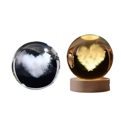 LED Starry Sky Projector with Wooden Base - 3D Crystal Night Light for Bedroom and Gifts